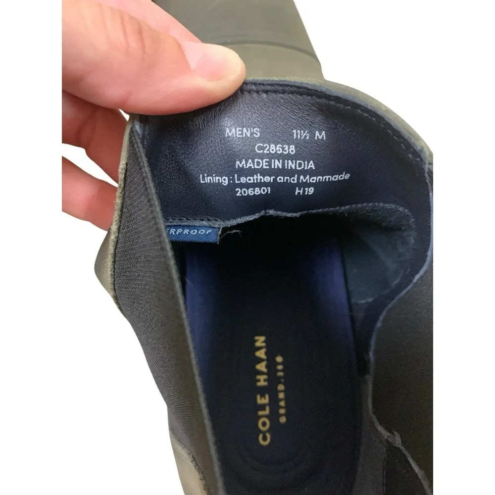 Cole Haan Wagner Grand Chelsea Ankle Boots 11.5 Cap Toe Gray Waterproof Leather